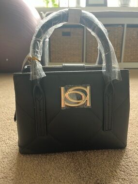 Bebe Gio Small Satchel - Quilted Top-Handle Women’s Handbag with Gold Hardware